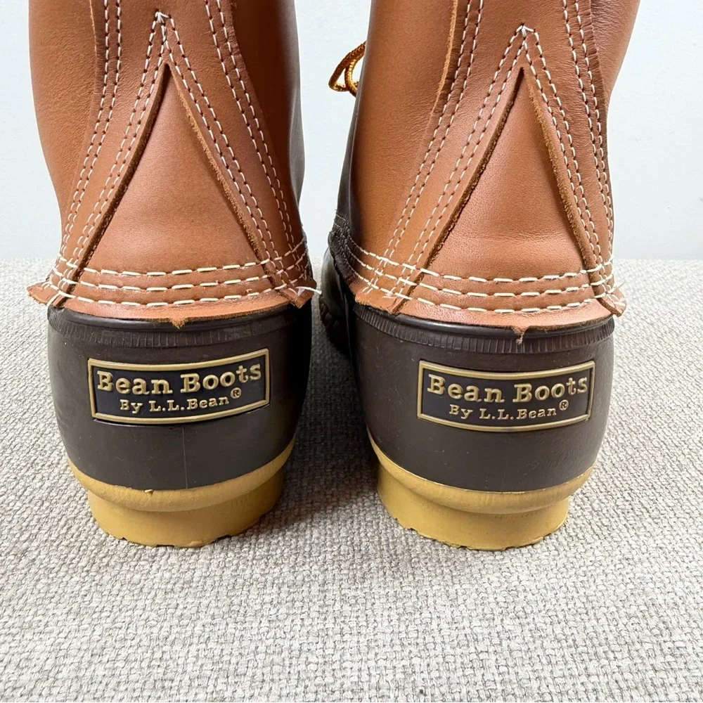 L.L. Bean Boots 8” Waterproof Tan Gum Duck Boots Men’s Size 8 Wide Work Rain